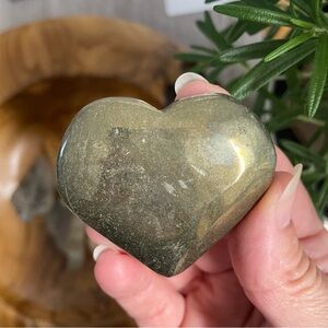 Heart-Shaped Stone Decor pyrite crystal carved heart.